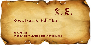 Kovalcsik Réka névjegykártya